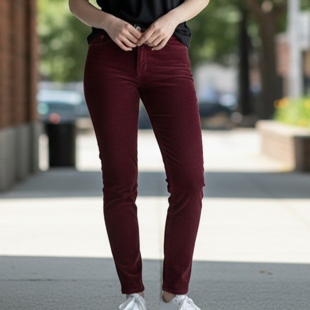 Kut from the Kloth Corduroy Pants Womens 8 Burgundy Diana Skinny